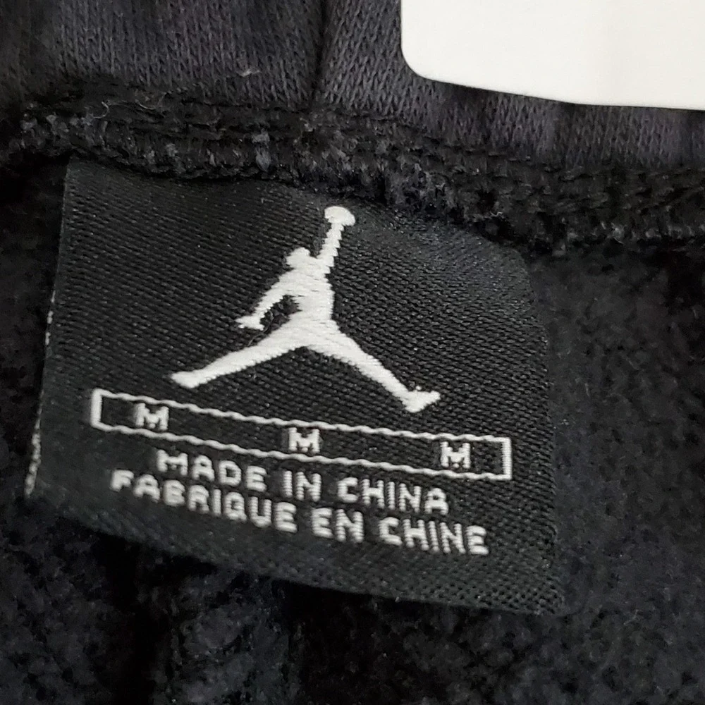VINTAGE Jordan Men Activewear Pants M Black Embroidered Sweatpants Jumpman Logo